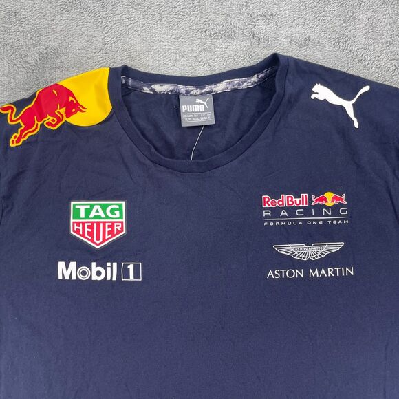 Puma Red Bull Racing Formula 1 Team T Shirt Mens XL Night Sky Mobil 1 Dry Cell - Picture 3 of 16